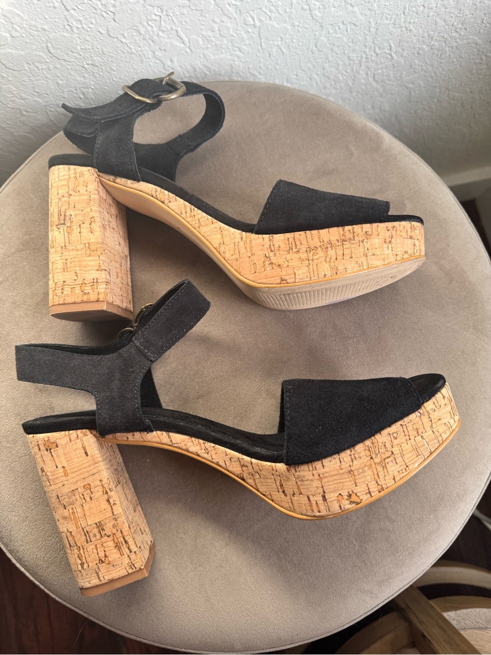 Free People Brooke Platform Sandal Black Suede Block Heel Boho Size 40 - Picture 7 of 10
